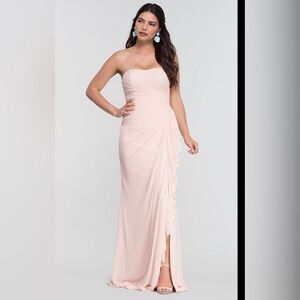 Kleinfeld Women’s Long Ruched Bridesmaid Dress with Removable Straps size 4